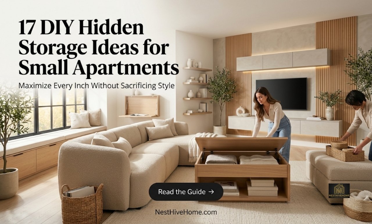 17 DIY hidden storage ideas for small apartments to maximize space with stylish and practical storage solutions.