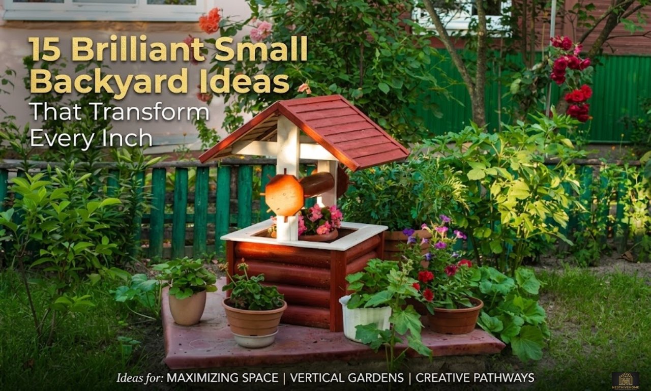 Small backyard ideas featuring compact seating, vertical greenery, raised planters, a narrow pathway, layered lighting, and a cozy outdoor living area