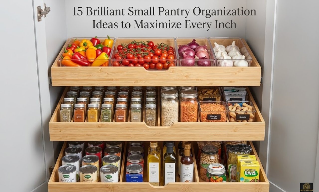 15 brilliant small pantry organization ideas to maximize every inch with smart storage, labeled containers, vertical shelves, baskets, and space-saving solutions.