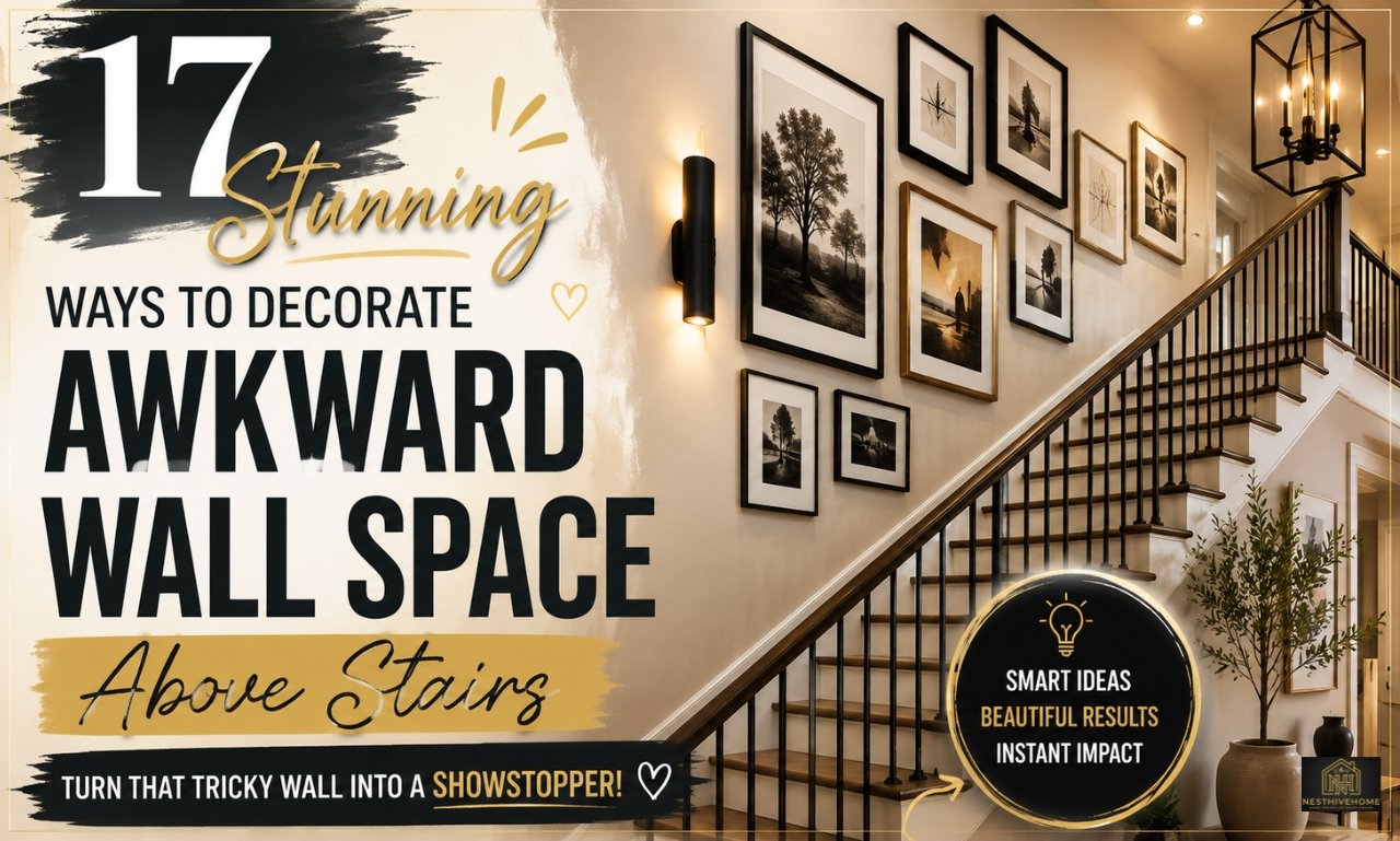awkward wall space above stairs decorating ideas