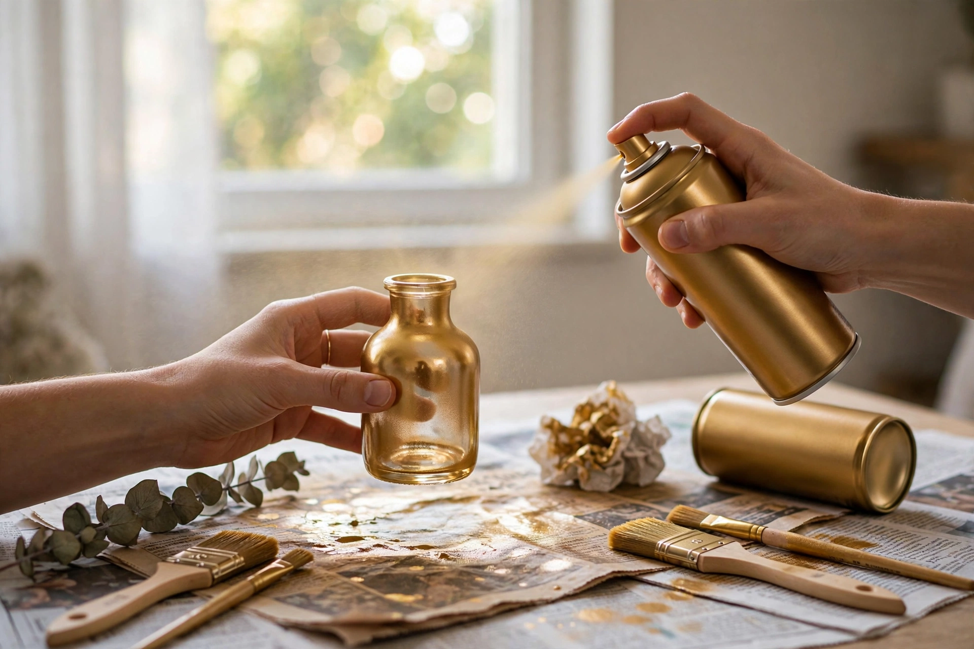 DIY project spray-painting a glass vase gold for an affordable decor upgrade