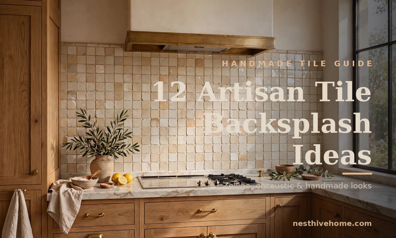 Artisan tile ideas kitchen backsplash with handmade zellige tiles in a warm modern kitchen